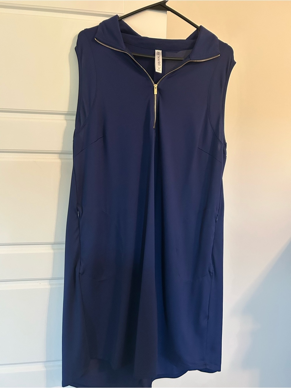 Sleeveless Zip-Front Women's Dress in Navy